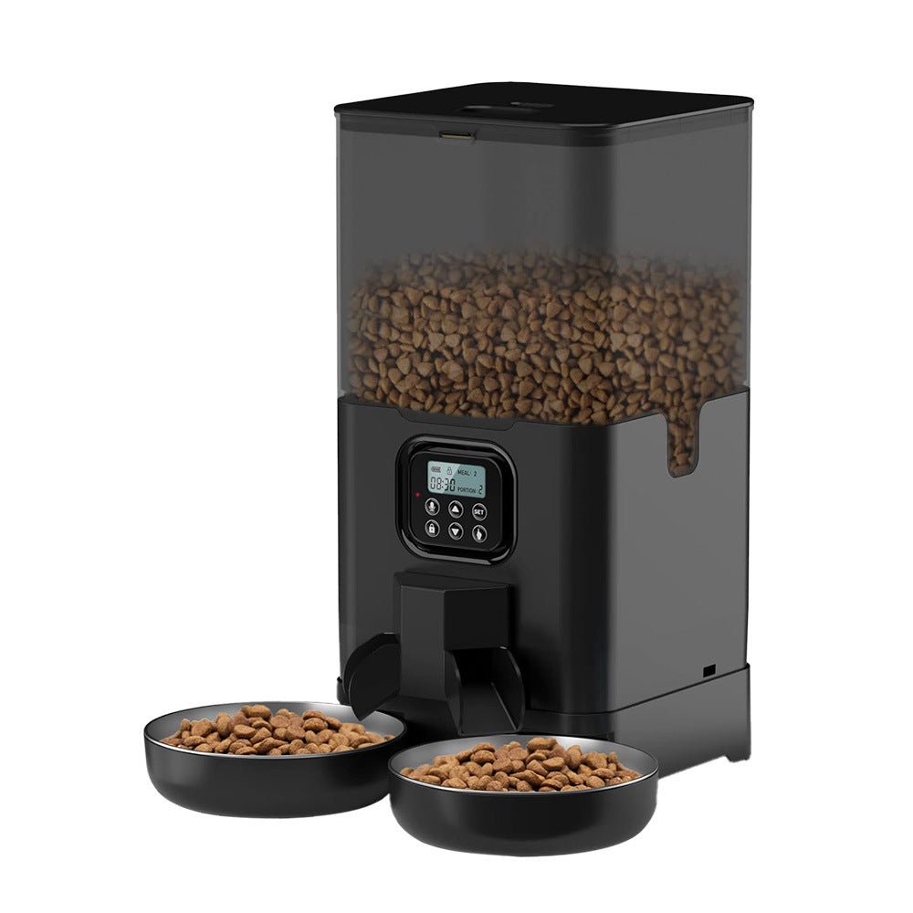 Hugssnpaws Smart Pet Feeder dispensing food for cat